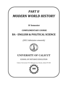 Modern World History - IV Sem. Complementary