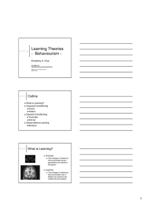 Learning Theories - Behaviourism -
