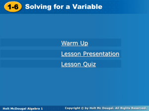 solving for a variable