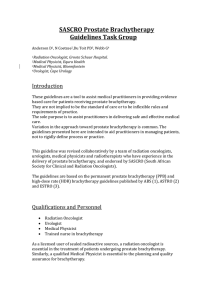 SASCRO Prostate Brachytherapy Guidelines Task Group