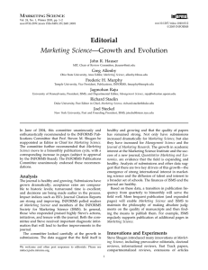 Editorial Marketing Science—Growth and Evolution