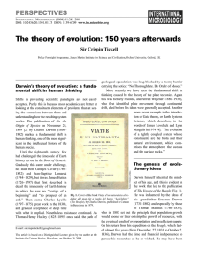 The theory of evolution: 150 years afterwards