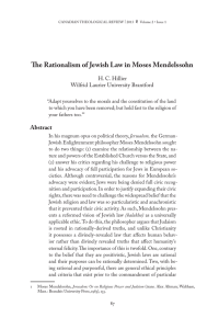 The Rationalism of Jewish Law in Moses Mendelssohn