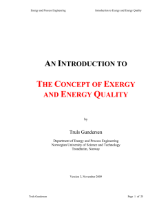 an introduction to the concept of exergy and energy quality