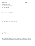 MATH PLUS NAME: LINEAR EQUATIONS Solve the following