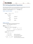 3A: Solving Quadratic Equations