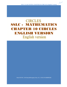 SSLC - MATHEMATICS CHAPTER 10 CIRCLES ENGLISH VERSION