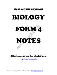 KCSE ONLINE REVISION BIOLOGY FORM 4 NOTES This