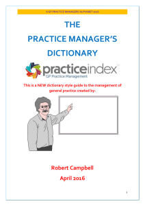 PM Dictionary 2016 - GP SURGERY MANAGER – Commentary and