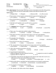 Bio. Unit 10 Invertebrates Test