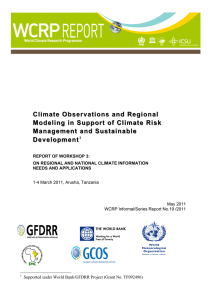 Report Workshop on Regional and National Climate
