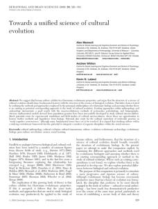 Towards a unified science of cultural evolution - synergy