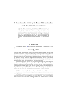 A Characterization of Entropy in Terms of Information Loss