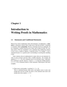 Introduction to Writing Proofs in Mathematics