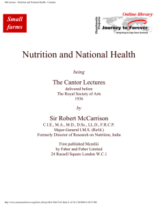 McCarrison - Nutrition and National Health - Contents