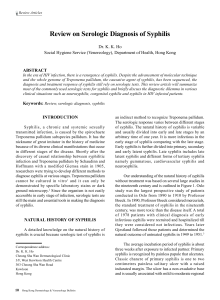 Review on Serologic Diagnosis of Syphilis