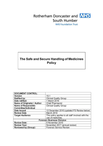 The Safe and Secure Handling of Medicines Policy