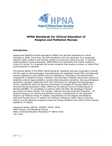 HPNA Standards for Clinical Education of Hospice and Palliative