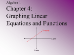 Chapter 4: Graphing Linear Equations and Functions