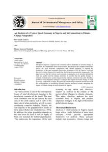 An Analysis of a Typical Rural Economy in Nigeria and its