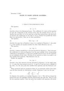 December 4, 2013 MATH 171 BASIC LINEAR ALGEBRA 1. Lines in