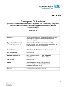 Clozapine Guidelines - Southern Health NHS Foundation Trust
