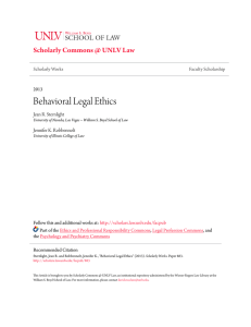 Behavioral Legal Ethics - Scholarly Commons @ UNLV Law