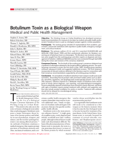 Botulinum Toxin as a Biological Weapon: Medical and Public Health