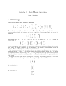 Calculus II - Basic Matrix Operations