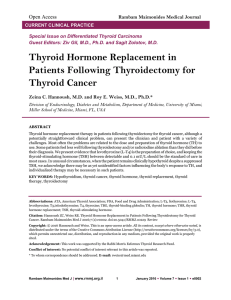 Thyroid Hormone Replacement in Patients Following Thyroidectomy