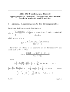 B671-672 Supplemental Notes 2 Hypergeometric, Binomial