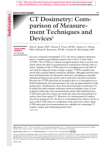 CT Dosimetry: Com- parison of Measure- ment