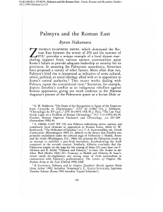 Palmyra and the Roman East - Greek, Roman, and Byzantine Studies