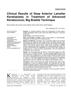 Clinical Results of Deep Anterior Lamellar Keratoplasty in Treatment