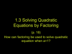 5.2: Solving Quadratic Equations by Factoring