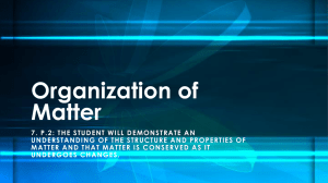 Notes - Organization of Matter