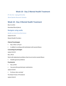 Week 10 - Day 2 Mental Health Treatment