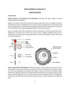 DEVELOPMENTAL BIOLOGY 5 FERTILIZATION