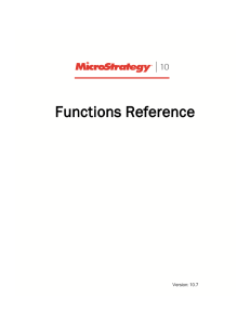 MicroStrategy Functions Reference