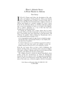 Plato`s Atlantis Story: A Prose Hymn to Athena