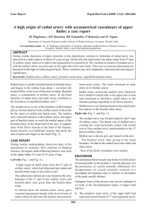 A high origin of radial artery with asymmetrical vasculature of upper