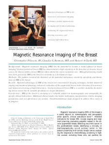 Magnetic Resonance Imaging of the Breast