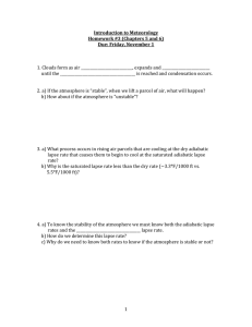 Introduction to Meteorology Homework #3 (Chapters 5 and 6) Due