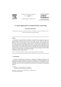 A causal approach to nonmonotonic reasoning