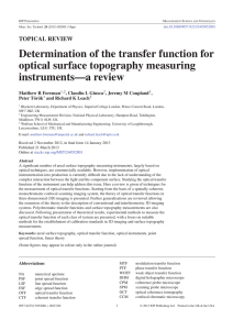 Determination of the transfer function for optical surface topography