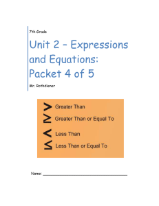 Notes and Homework - Unit 2 Packet 4 of 5