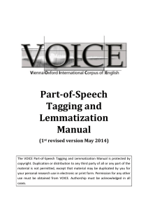 VOICE Part-of-Speech Tagging and Lemmatization Manual