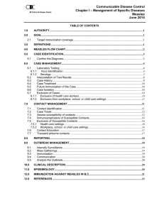 TABLE OF CONTENTS - BC Centre for Disease Control