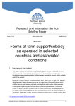 Forms of farm support/subsidy as operated in selected countries and