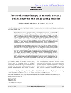 Psychopharmacotherapy of anorexia nervosa, bulimia nervosa and